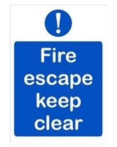 Fire Escape Keep Clear Vinyl Door Self Adhesive Sticker