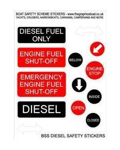 BSS Diesel - Boat Safety Scheme safety stickers.