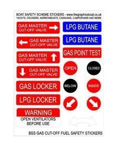 BSS Gas Cut Off Fuel - Boat Safety Scheme safety stickers.