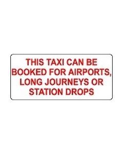 This taxi can be booked for long journeys sticker
