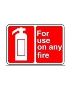Extinguisher for use on any fire Safety Sticker