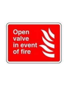 open valve in event of fire sticker