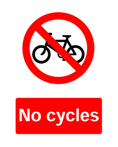 No Cycles, Prohibition Safety Sticker