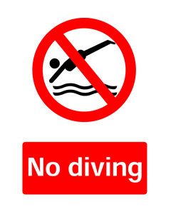 No Diving, Prohibition Safety Sticker