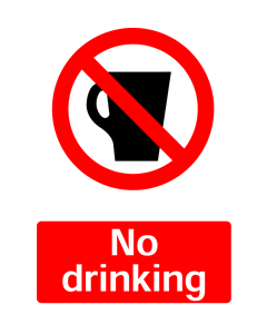 No Drinking, Prohibition Safety Sticker