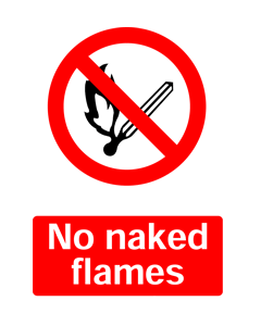 No Naked Flames, Prohibition Safety Sticker