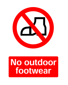 No Outdoor Footwear, Prohibition Safety Sticker