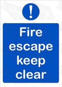 Fire Escape Keep Clear Vinyl Door Self Adhesive Sticker