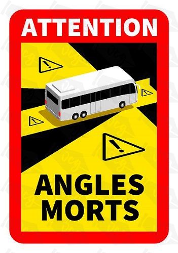 Blind Spot Angles Morts Coach Bus Motorhome Sticker Warning Stick