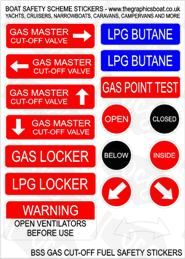 BSS Gas Cut Off Fuel - Boat Safety Scheme safety stickers.