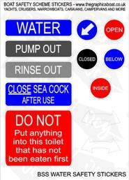 BSS Water - Boat Safety Scheme safety stickers.