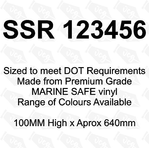 SSR Boat Boat Number Stickers 100mm High