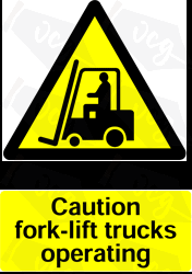 Warning Fork Lift Trucks Safety Sticker