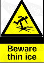 Warning thin Ice Safety Sticker