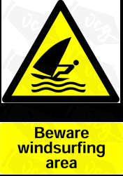 Warning Windsurfing Area Safety Sticker