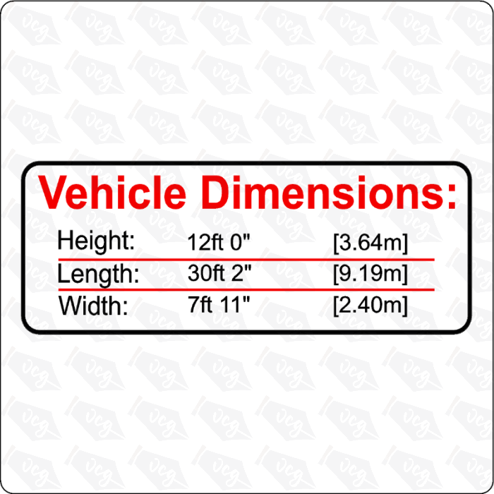 Vehicle Height Sticker