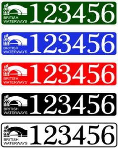 British waterways boat number plate