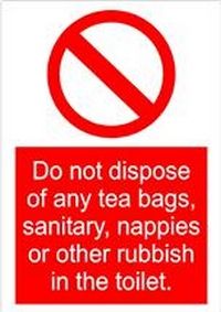 Do not dispose of rubbish in toilet - Door Self Adhesive Sticker
