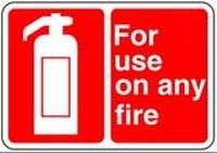 Extinguisher for use on any fire Safety Sticker
