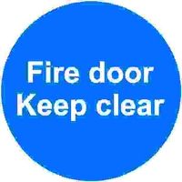 Fire Door keep Clear sticker - Pack of 5, 100mmx100mm