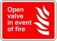 open valve in event of fire sticker