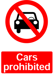 No Cars, Prohibition Safety Sticker