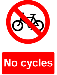 No Cycles, Prohibition Safety Sticker
