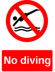 No Diving, Prohibition Safety Sticker