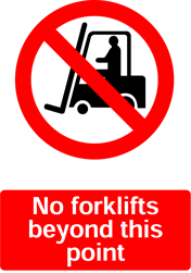 No Forklifts, Prohibition Safety Sticker