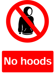 No Hoods, Prohibition Safety Sticker