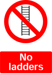 No Ladders, Prohibition Safety Sticker