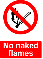 No Naked Flames, Prohibition Safety Sticker