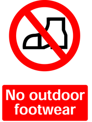No Outdoor Footwear, Prohibition Safety Sticker