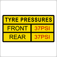 Tyre Pressure Stickers