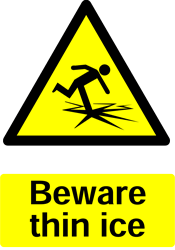 Warning thin Ice Safety Sticker