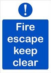 Fire Escape Keep Clear Vinyl Door Self Adhesive Sticker