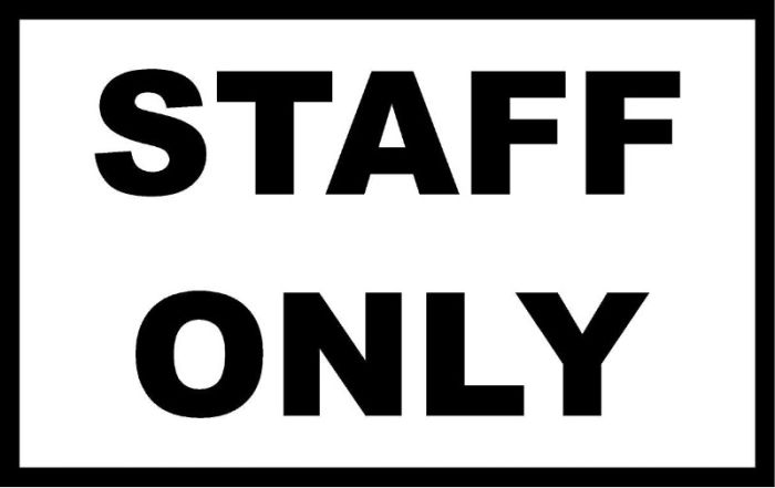 Staff Only Self Adhesive Sign