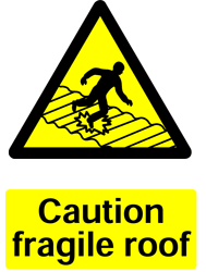 Warning Fragile Roof Safety Sticker