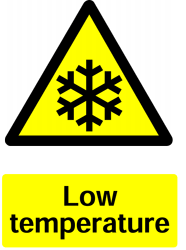 Warning Low Temperature Safety Sticker
