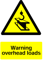 Warning Overhead Loads Safety Sticker