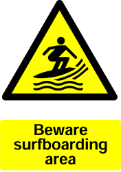 Warning Surfboarding Safety Sticker