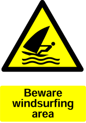 Warning Windsurfing Area Safety Sticker