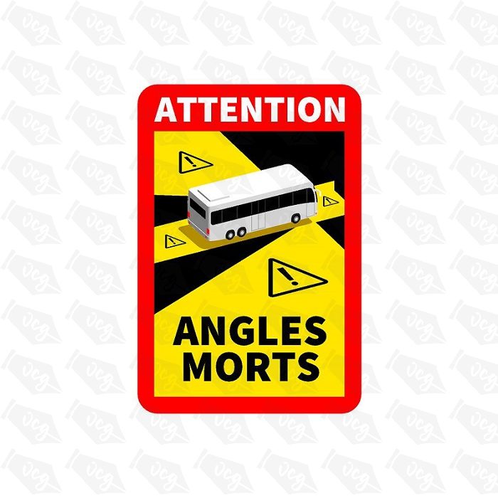 Blind Spot Angles Morts Coach Bus Motorhome Sticker Warning Stick