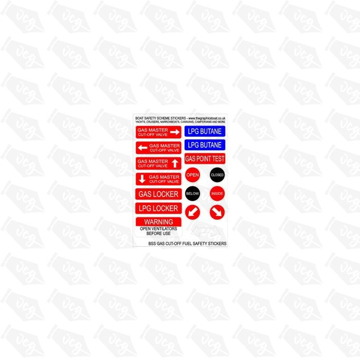 BSS Gas Cut Off Fuel - Boat Safety Scheme safety stickers.