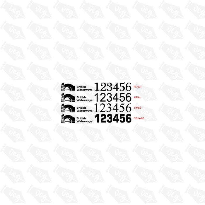 Narrow Boat Index Numbers with Logo to Side