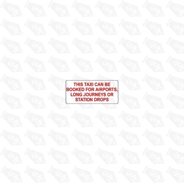 This taxi can be booked for long journeys sticker