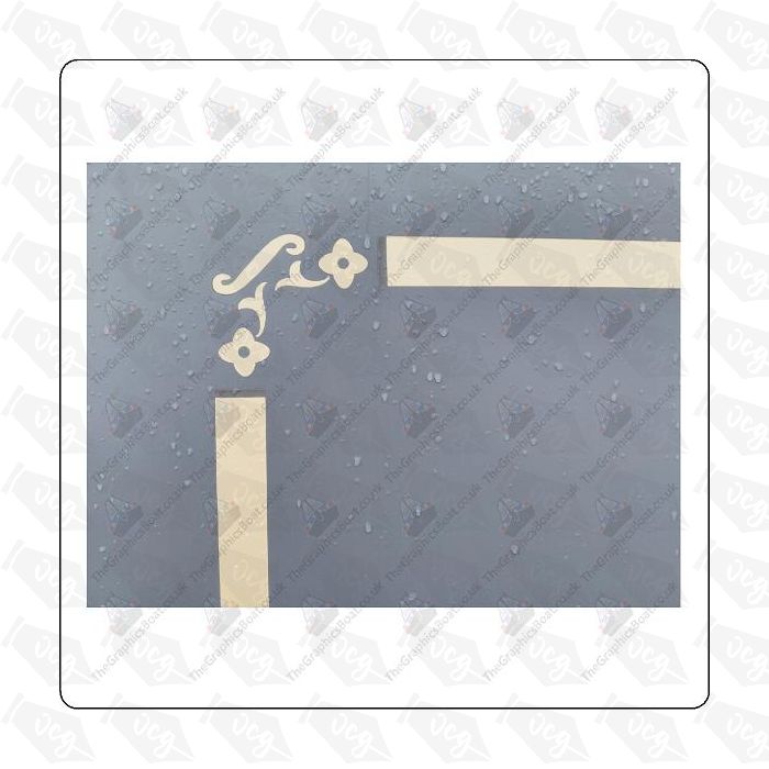 Coach Line Corners - Design 1 (Flower) Self Adhesive Sticker (Single)