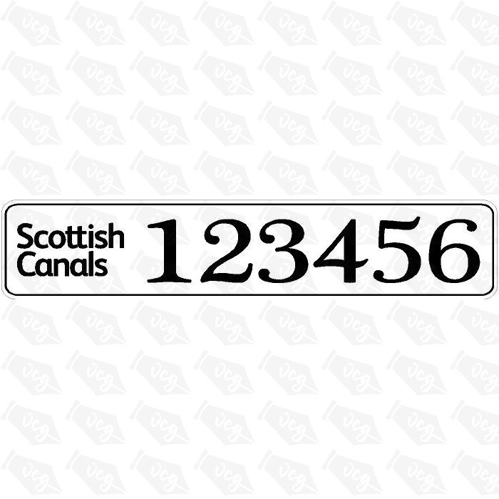 Scottish Canals Boat Index Number Sticker Plate Style (Pair)