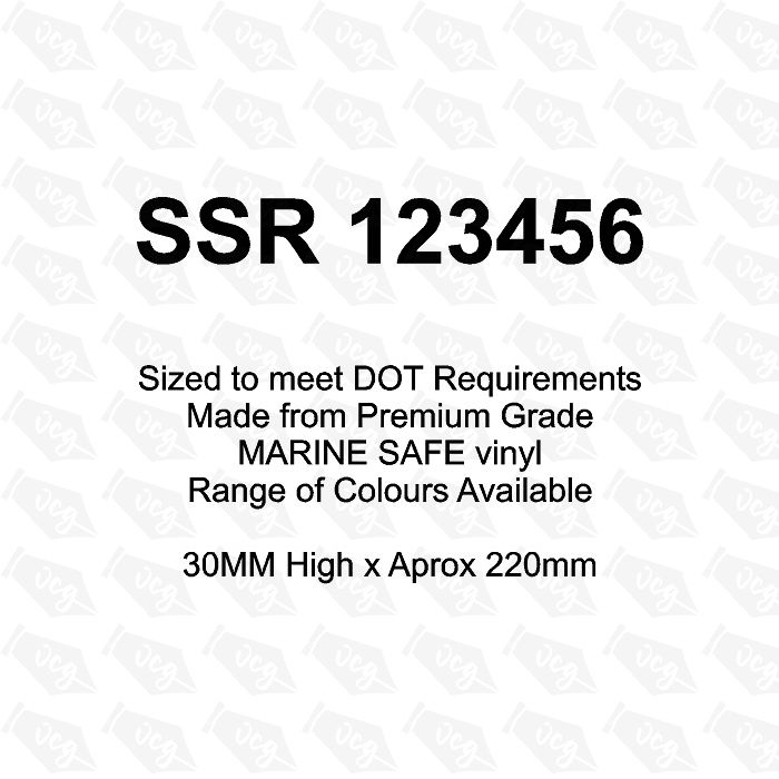 SSR Boat Boat Number Stickers 30mm High