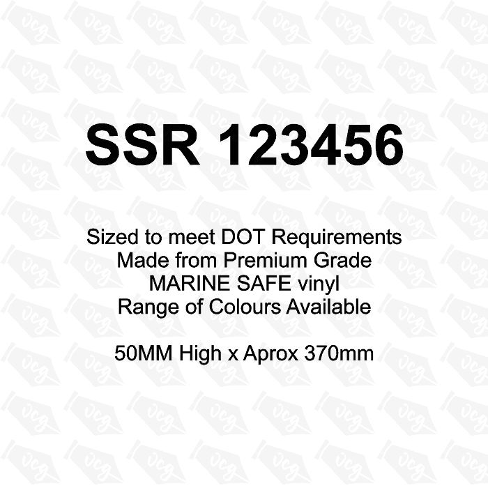 SSR Boat Boat Number Stickers 50mm High